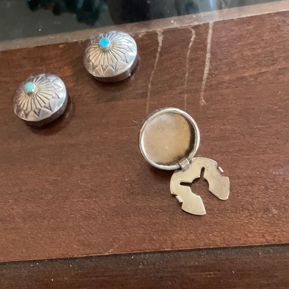Set of 7 Silver and Turquoise Decorative Button Covers - Picture 4 of 4